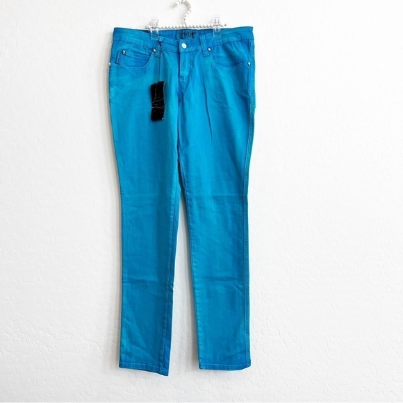 NEW Tripp NYC Women's Skinny Jeans Turquoise Lightning Bolt Pockets 12 NWT - Picture 1 of 7